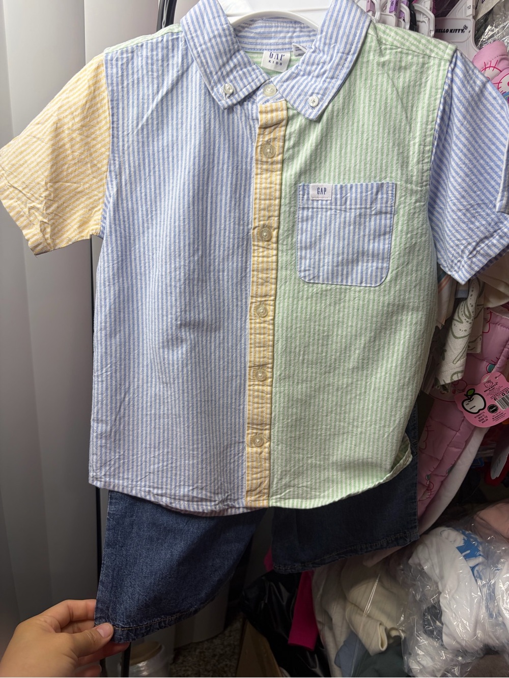 GAP Pastel Multi-Panel Striped Button-Down Shirt